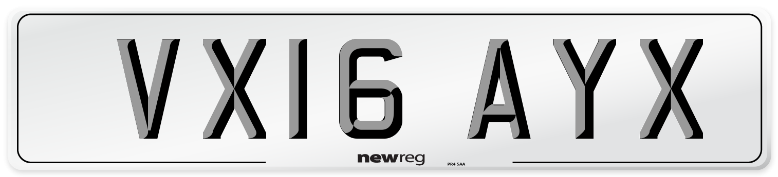 VX16 AYX Number Plate from New Reg